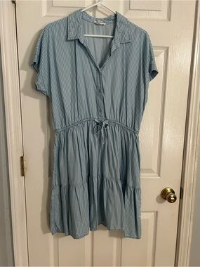 beachlunchlounge Light Blue Striped Mini Dress